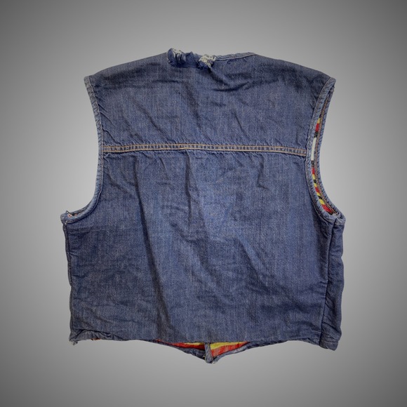 Vintage Montgomery Ward Denim Vest Blanket Lined Authentic Distressed Mens XL - Picture 3 of 10